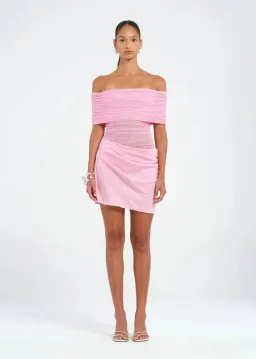 BENNI Nico Off-shoulder Mini Dress in Buttergum Size S / AU 8 for rent on The Volte - image 1
