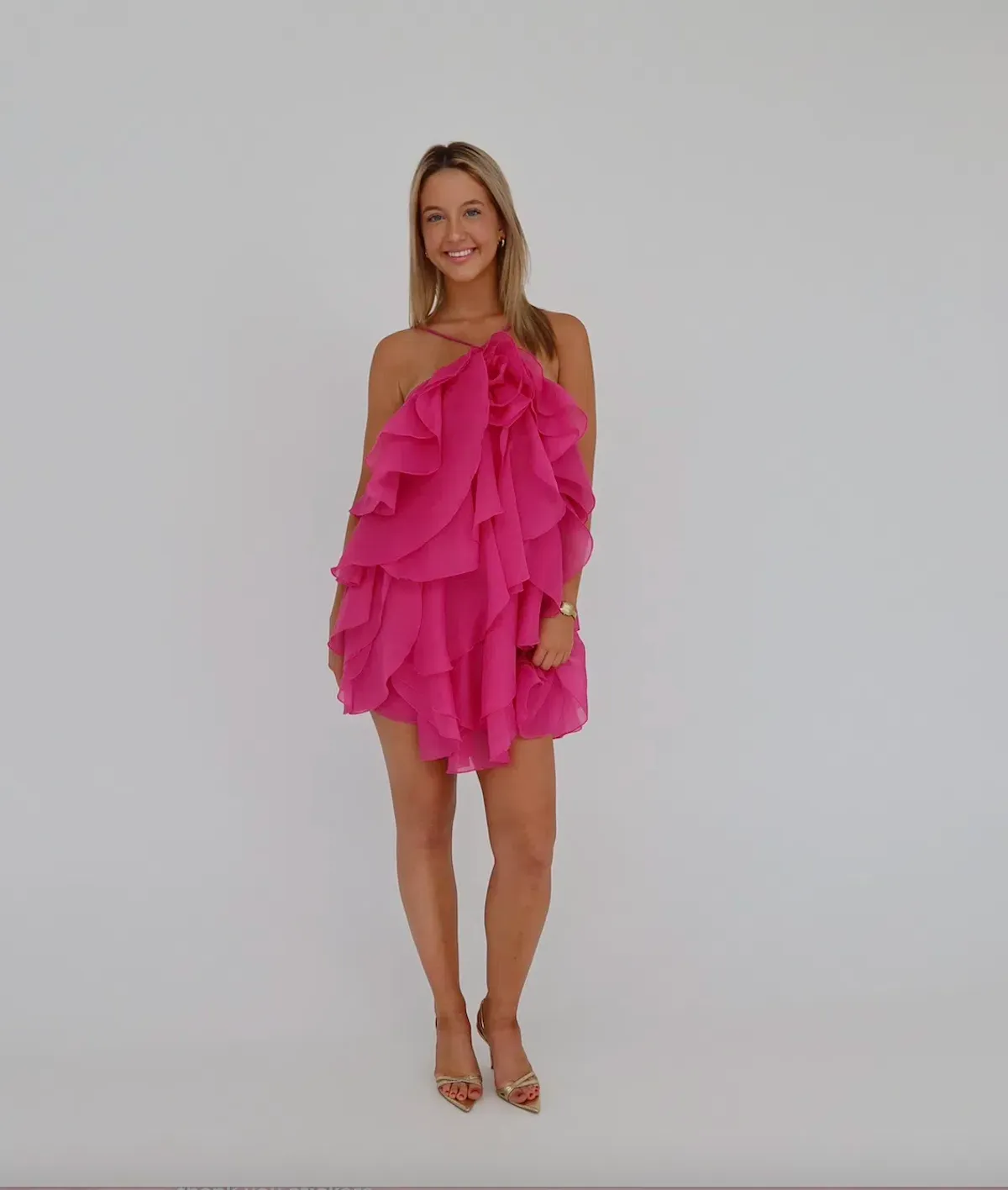 Aje Pandorea Layered Mini Dress Fuschia Pink Size 10 - Image 1