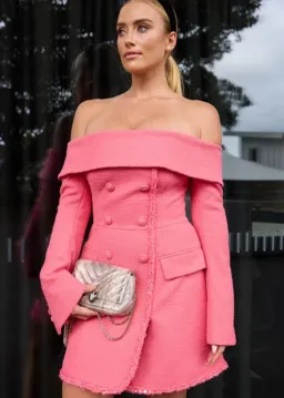 Rebecca Vallance Montana Off the Shoulder Mini Dress Pink Size 10 for rent on The Volte - image 2