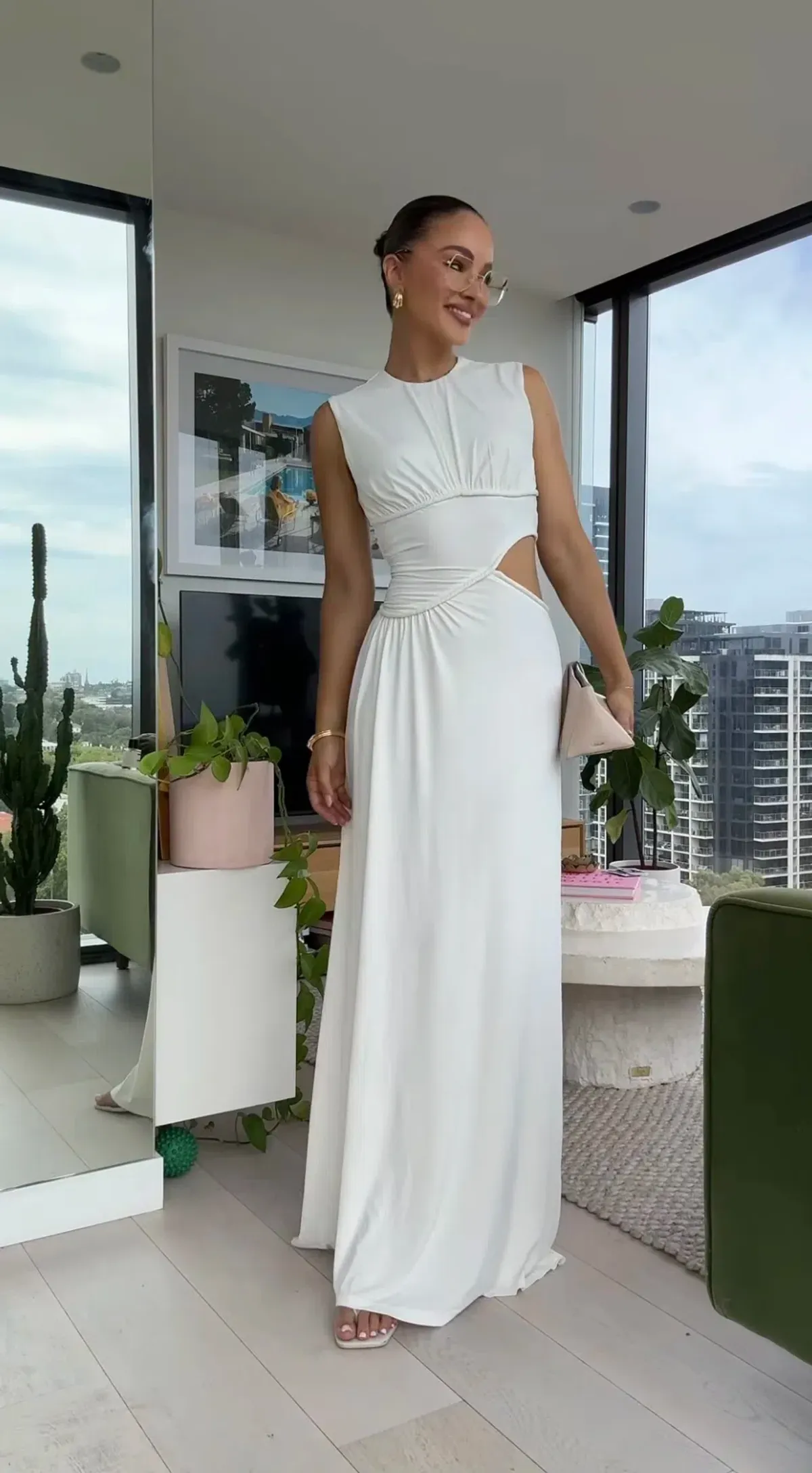 Misha The Sierra Jersey Gown Ivory White Size 12 - Image 5