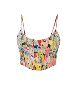 Zimmermann Alight Corset Top Ivory Floral Size 4 / AU 16 & Tuck Short Set Size 3 / AU 14 for rent on The Volte - image 1