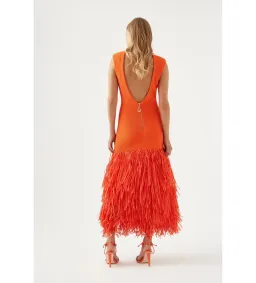 Aje Raffia Knit Midi Dress Orange Size M / AU 10 for rent on The Volte - image 2