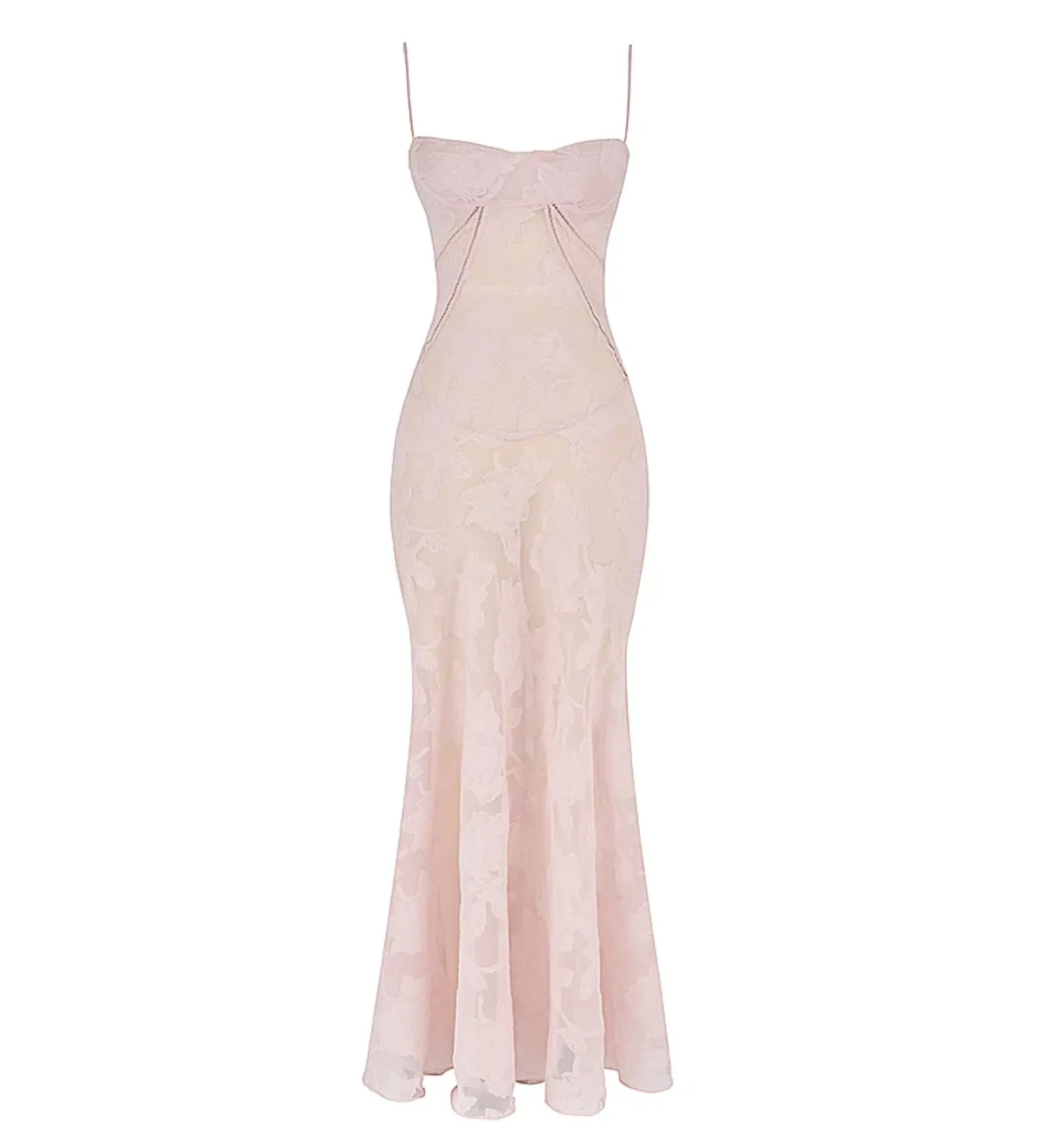 House Of CB Seren Floral Lace Back Maxi Dress Soft Pink Size S/AU 8 - Image 5