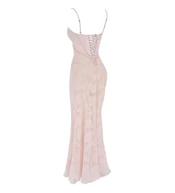 House Of CB Seren Floral Lace Back Maxi Dress Soft Pink Size S/AU 8 for rent on The Volte - image 6