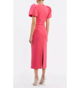 Rebecca Vallance Posey Puff Sleeve Midi Dress Pink Size AU 10 for rent on The Volte - image 4