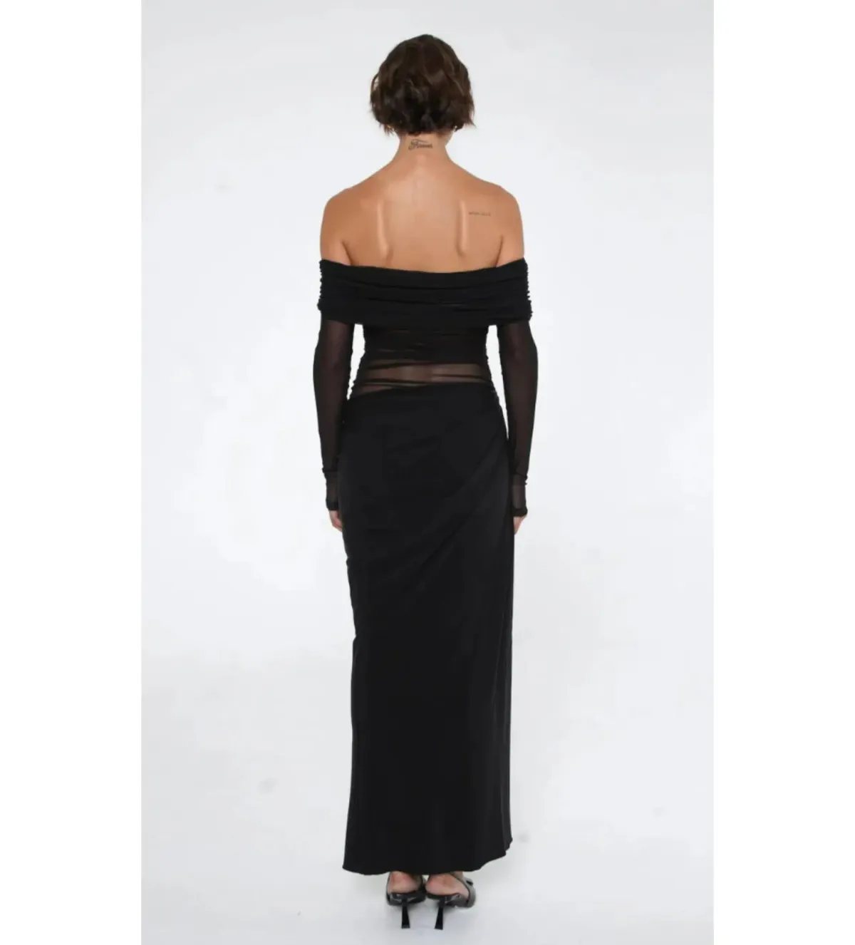 Benni Yasmin Off-Shoulder Maxi Dress Black Size AU 10 - Image 3