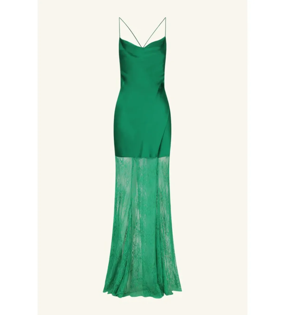 Shona Joy Elle Silk Lace Cowl Maxi Dress Emerald Green Size AU 10 - Image 4