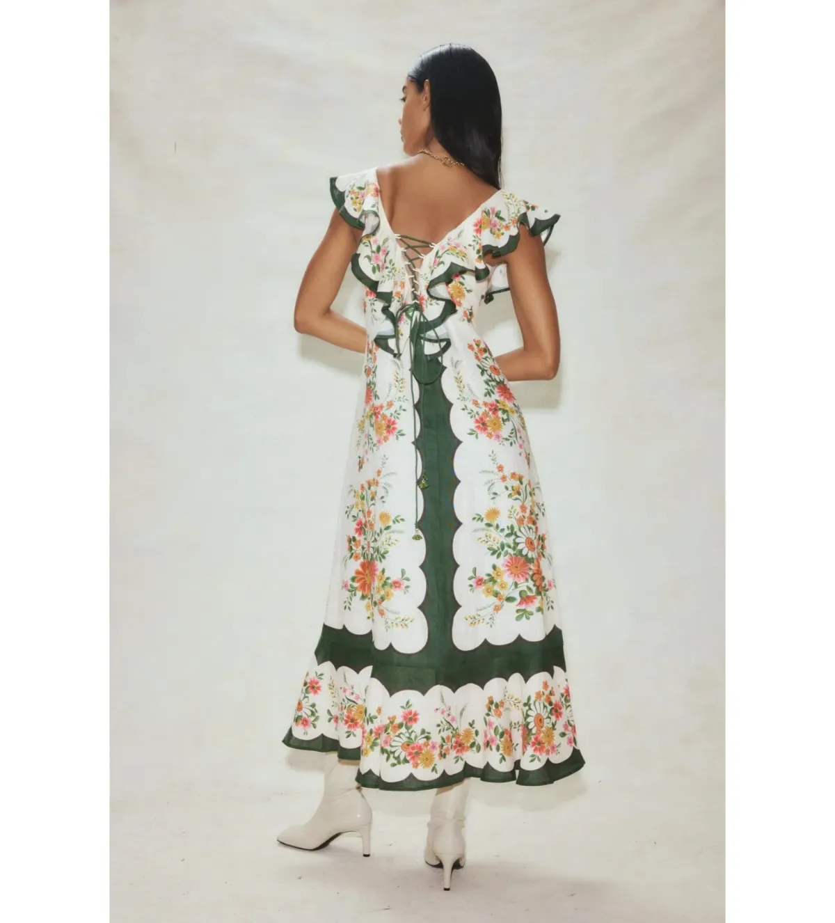 Alemais Elisabetta Ruffle Midi Dress Multi Size AU 10 - Image 3