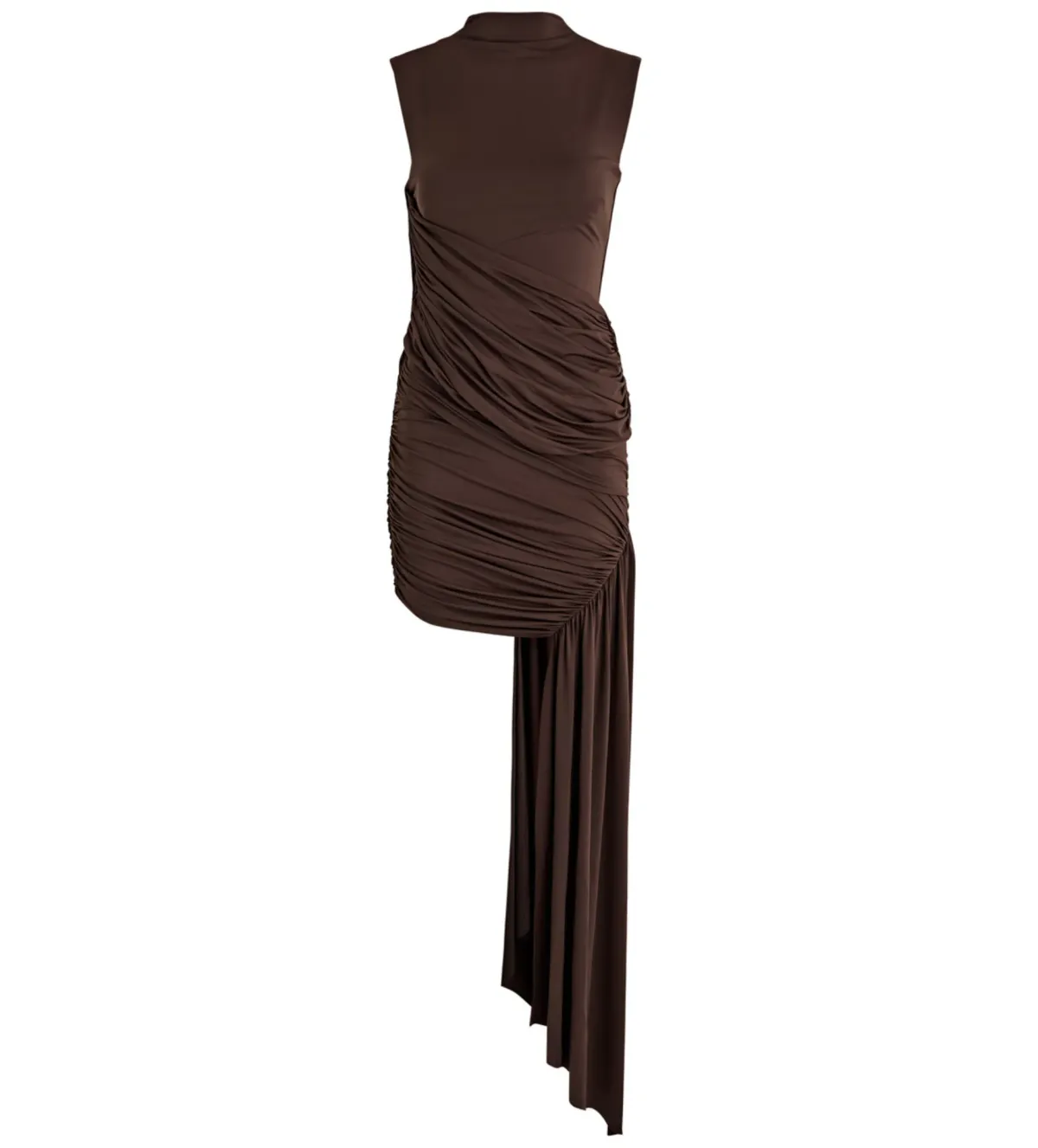 De La Vali Ravenna Mini Dress Chocolate Brown Jersey Size 8 - Image 5