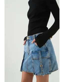 Aje Juno Cargo Micro Mini Skirt Blue Size AU 12 for rent on The Volte - image 3