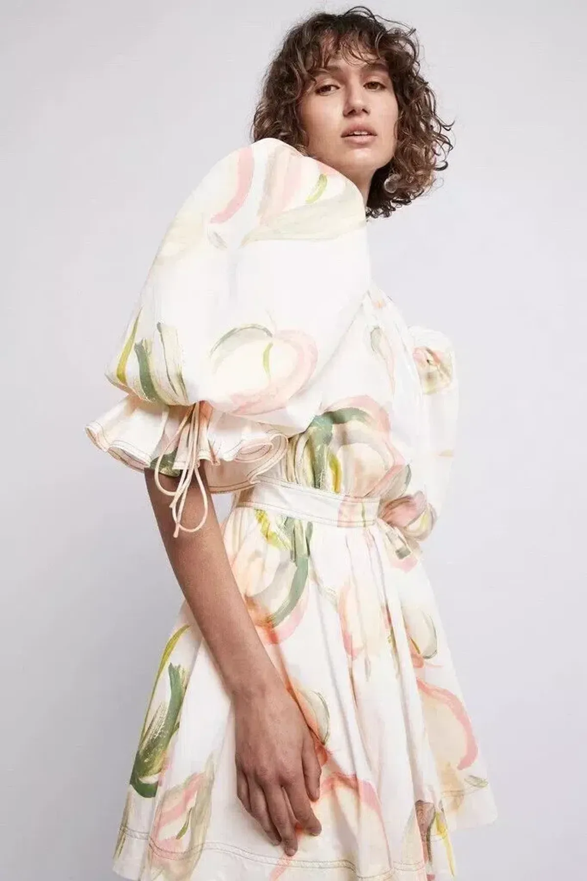 Aje Dress Imprint Mini Short Puff Cream Sleeve Size 12 - Image 3