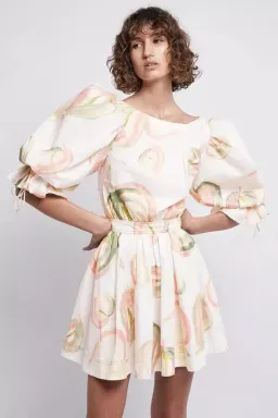 Aje Dress Imprint Mini Short Puff Cream Sleeve Size 12 for rent on The Volte - image 2