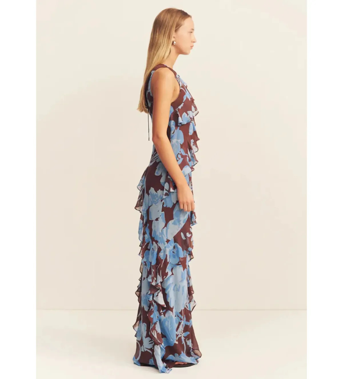 Shona Joy Olson Ruffle Maxi Dress Arcadian Floral Size 10 - Image 2