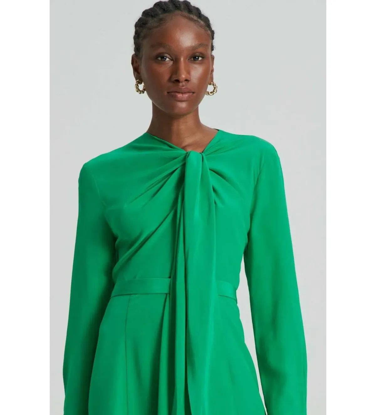 Scanlan Theodore Silk Drape Neck Midi Dress Emerald Size AU 6 - Image 4