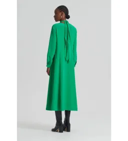 Scanlan Theodore Silk Drape Neck Midi Dress Emerald Size AU 6 for rent on The Volte - image 3