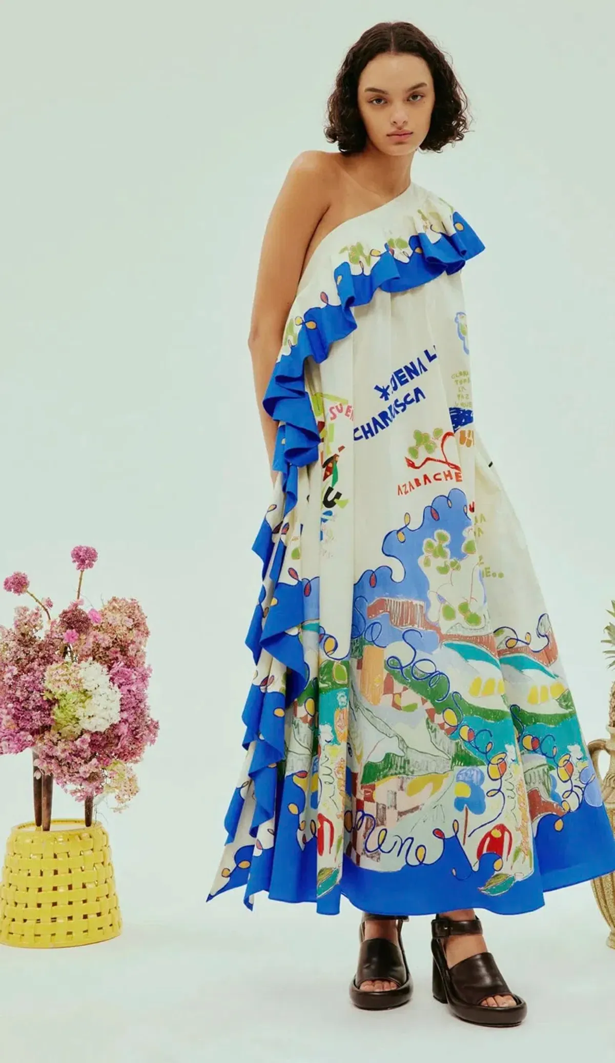 Alemais Nadia Dress One Shoulder Ruffle Maxi Print Size AU 16 - Image 4