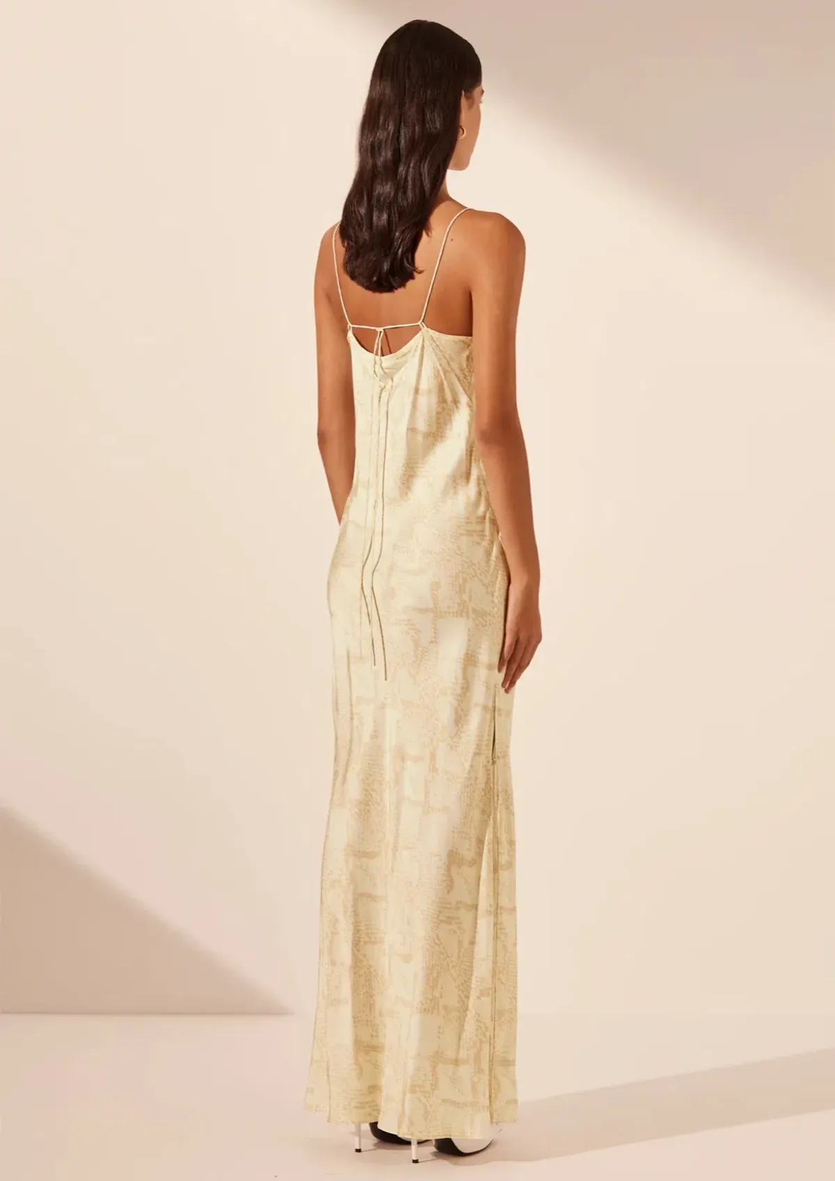 Shona Joy Plunged Slip Tie Maxi Dress Medina Print Size 4 - Image 5