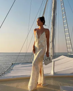 Shona Joy Plunged Slip Tie Maxi Dress Medina Print Size 4 for rent on The Volte - image 1