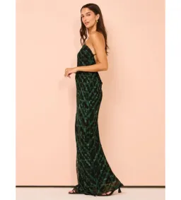 Shona Joy Remi One Shoulder Cowl Back Maxi Dress in Rosemary/Black Size AU 8 for rent on The Volte - image 2