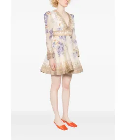 Zimmermann Dawning Plunge Mini Dress Multi Hydrangea Size 2/AU 12 for rent on The Volte - image 2