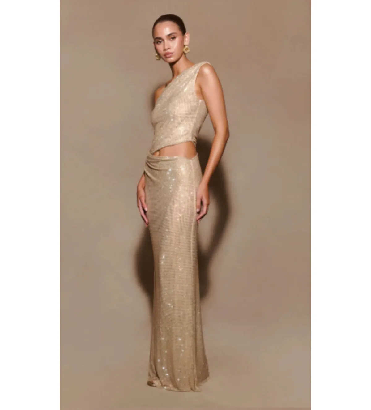 Meshki Kenny Diamante Maxi Gown Gold Size 4 - Image 4