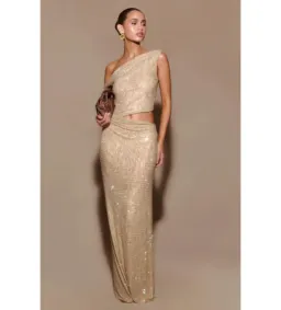 Meshki Kenny Diamante Maxi Gown Gold Size 4 for rent on The Volte - image 2