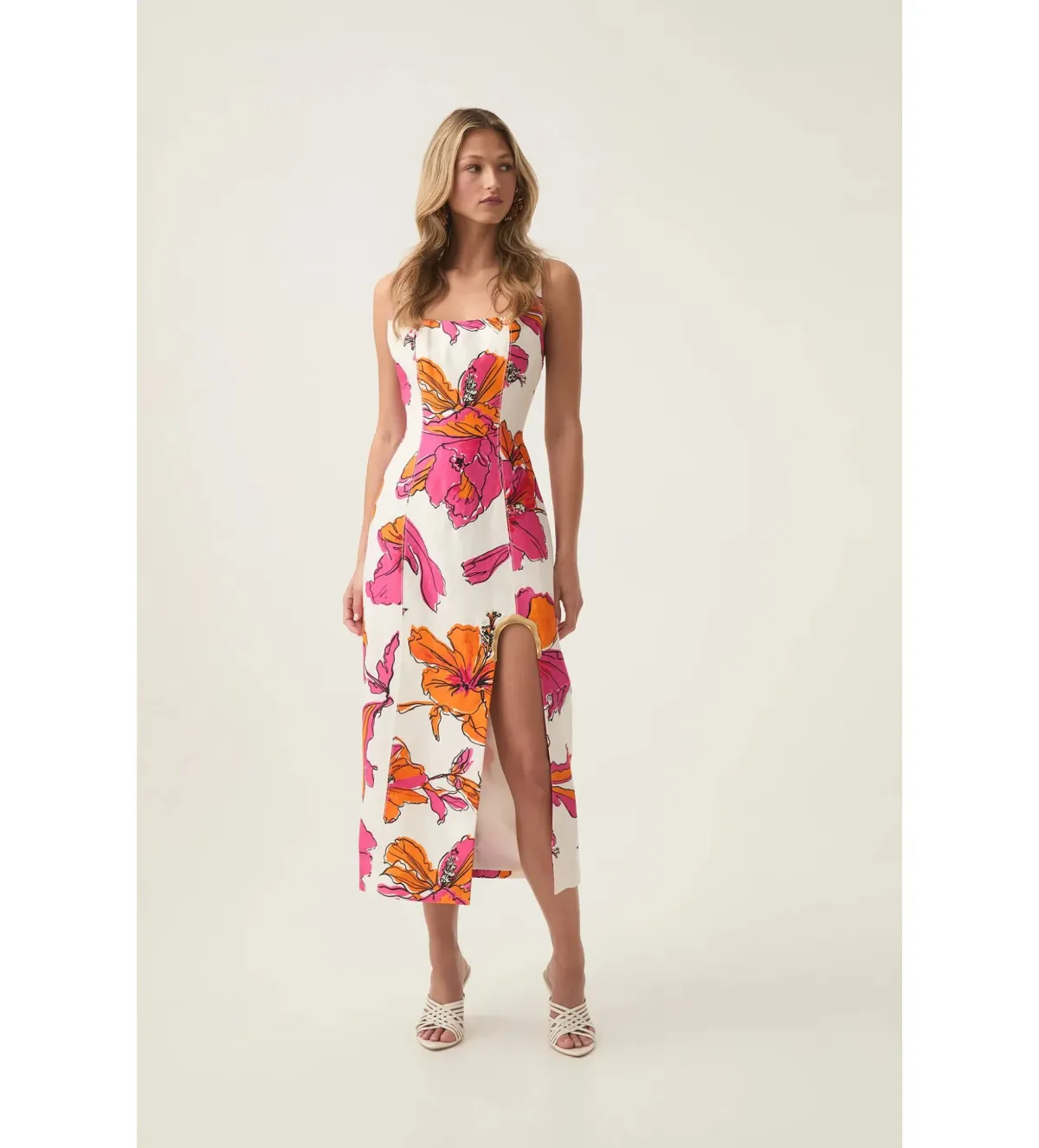 Aje Flourish Midi Dress in Vivid Hibiscus Size AU 6 - Image 1