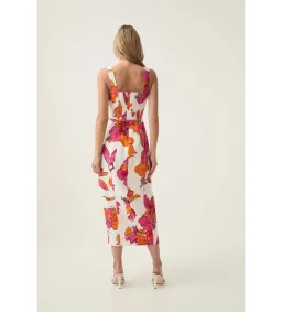 Aje Flourish Midi Dress in Vivid Hibiscus Size AU 6 for rent on The Volte - image 3