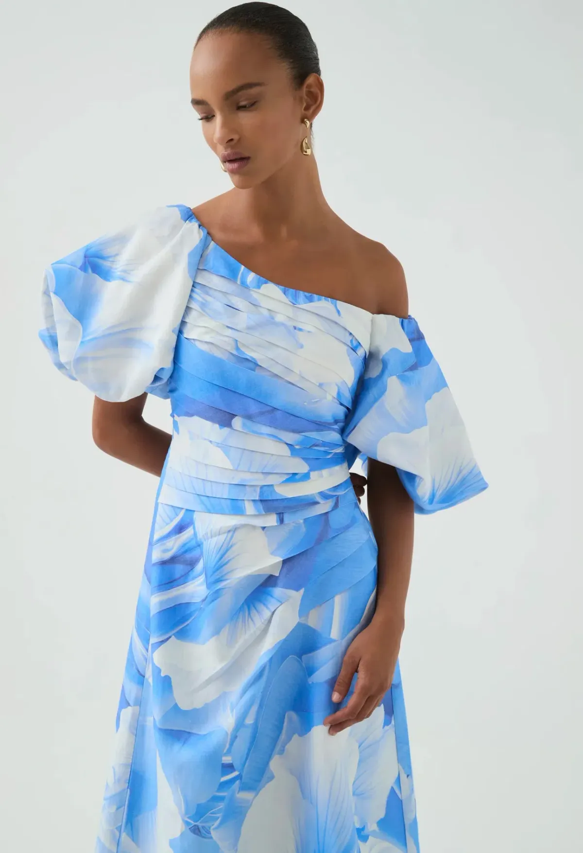 Aje Cadence Ruched Midi Dress Blue Size 12  - Image 2