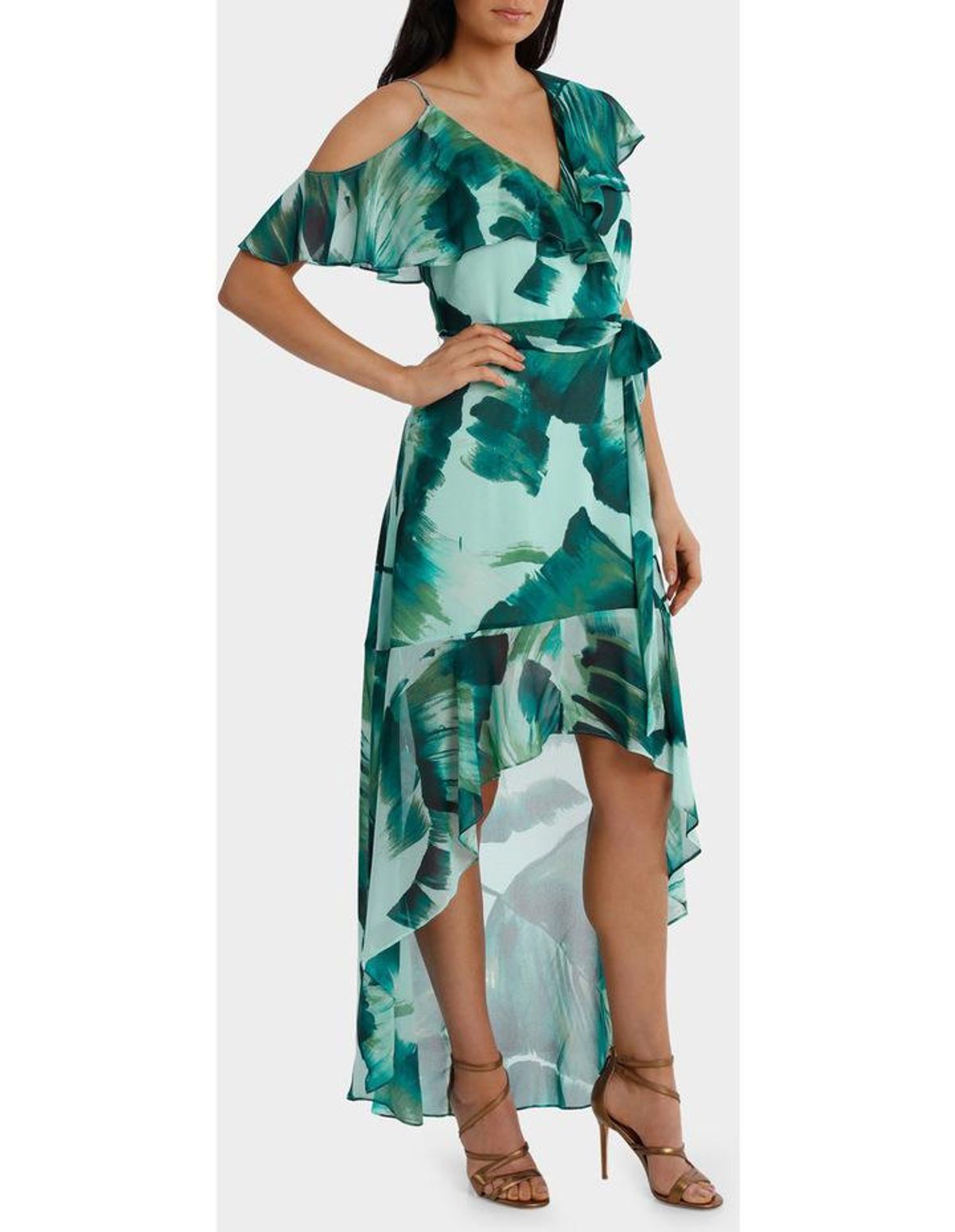 Wayne Cooper Asymetric Frill Maxi Dress Size 8 - Image 2