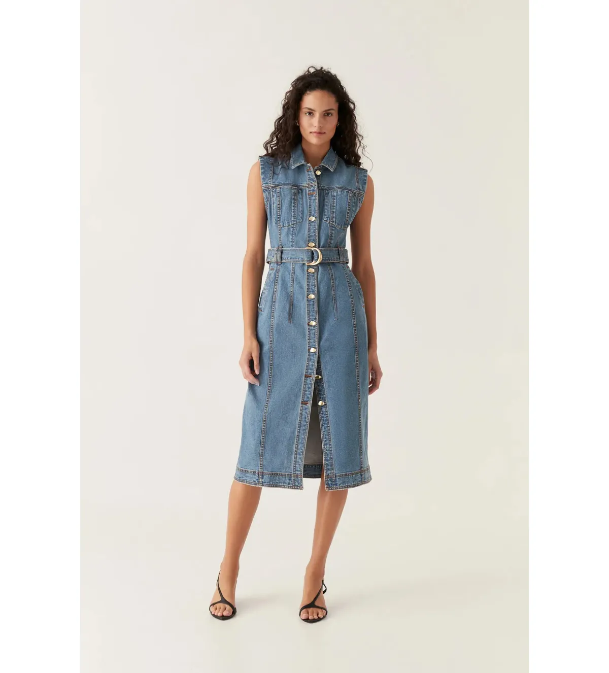 Aje Darcie Denim Midi Dress in 90's Wash Size AU 6 - Image 1
