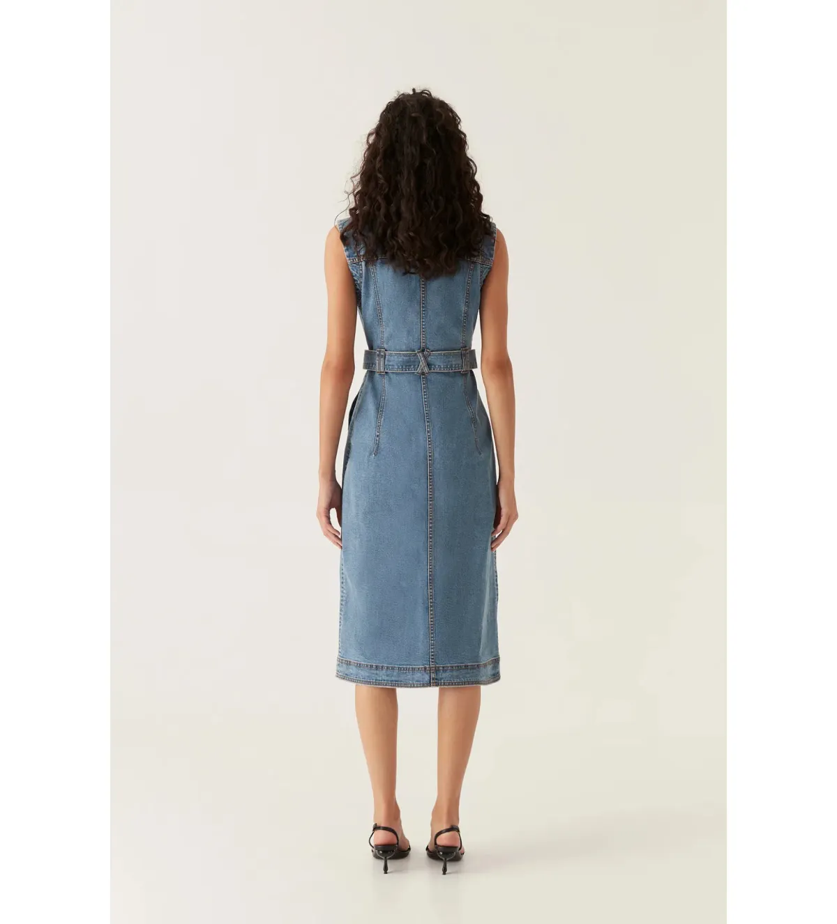 Aje Darcie Denim Midi Dress in 90's Wash Size AU 6 - Image 4