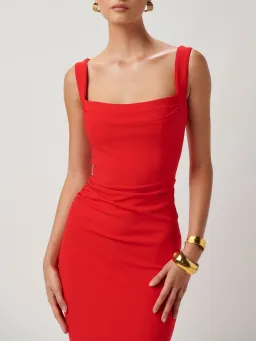 Effie Kats Marbella Midi Dress Cherry Red Size 8 for rent on The Volte - image 2