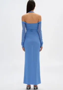 Misha Sonet Mesh Dress Cornflower Blue Maxi Size 10 for rent on The Volte - image 3