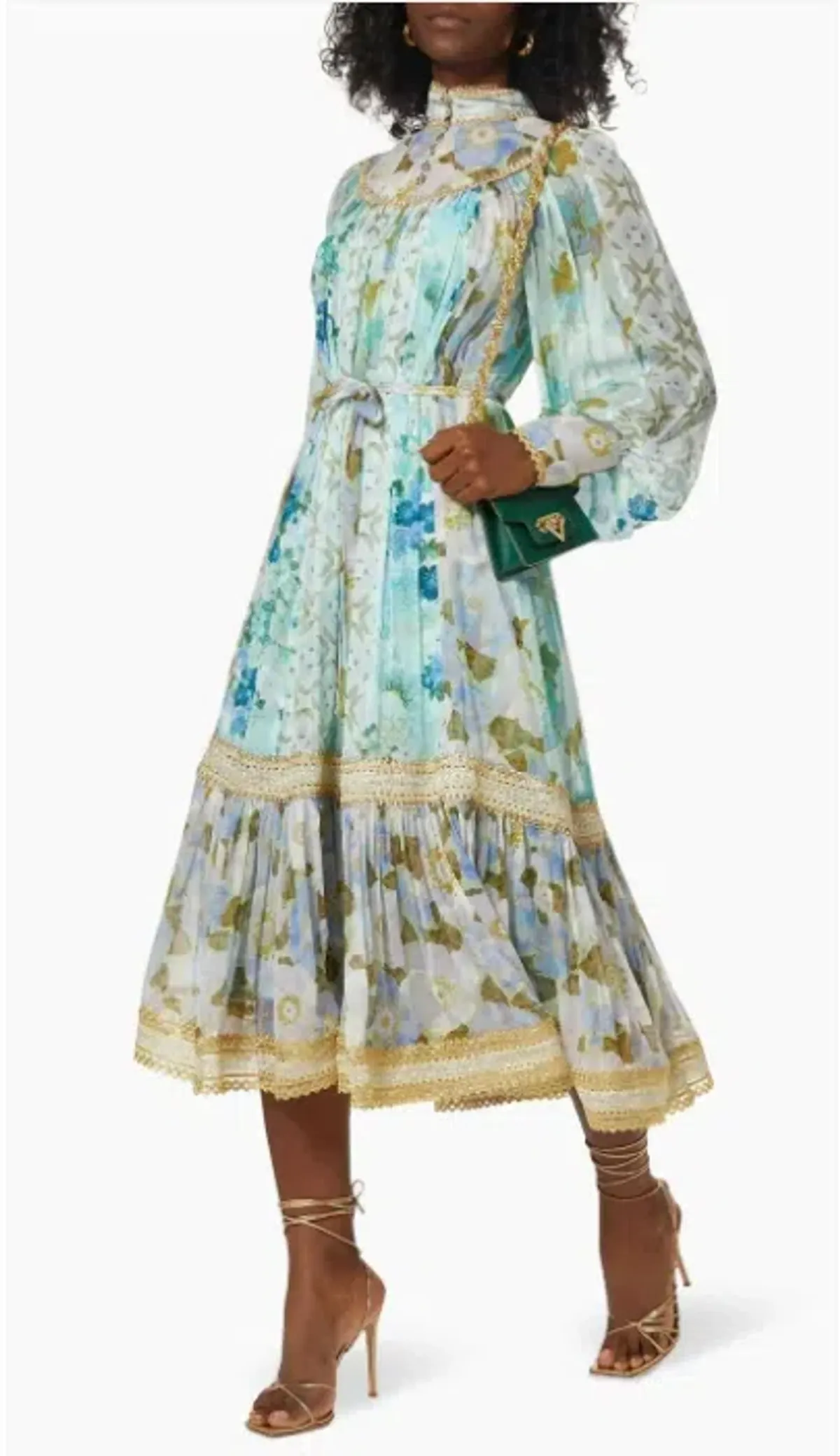 Zimmermann Rhythym Trimmed Billlow Midi Dress Size: 0 - Image 1