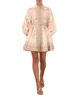 Zimmermann ILLUMINATE BUTTONED MINI DRESS coral floral size 14 for rent on The Volte - image 1