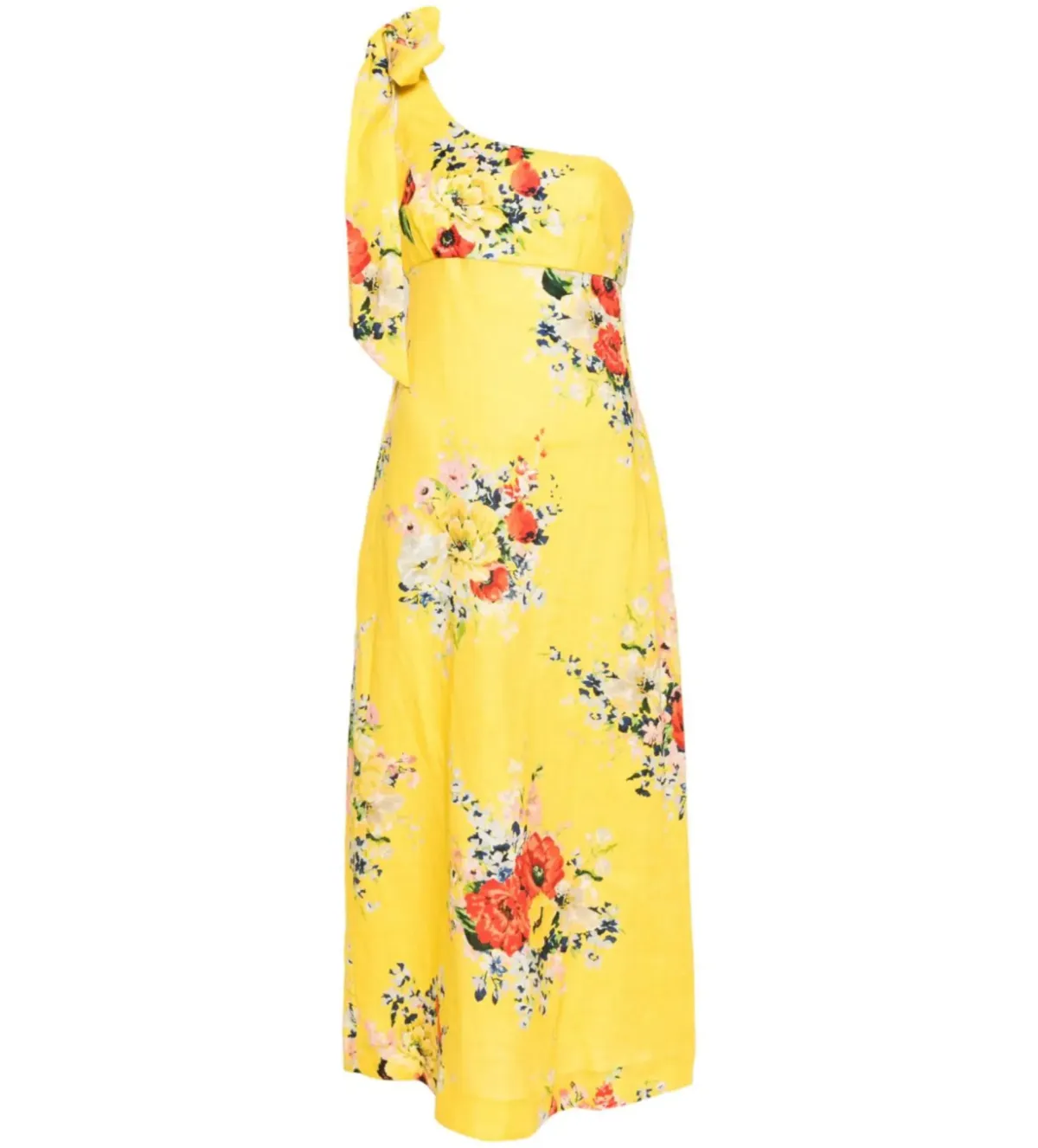 Zimmermann Alight Asymmetric Midi Dress in Yellow Floral Size 1 / AU 10 - Image 4