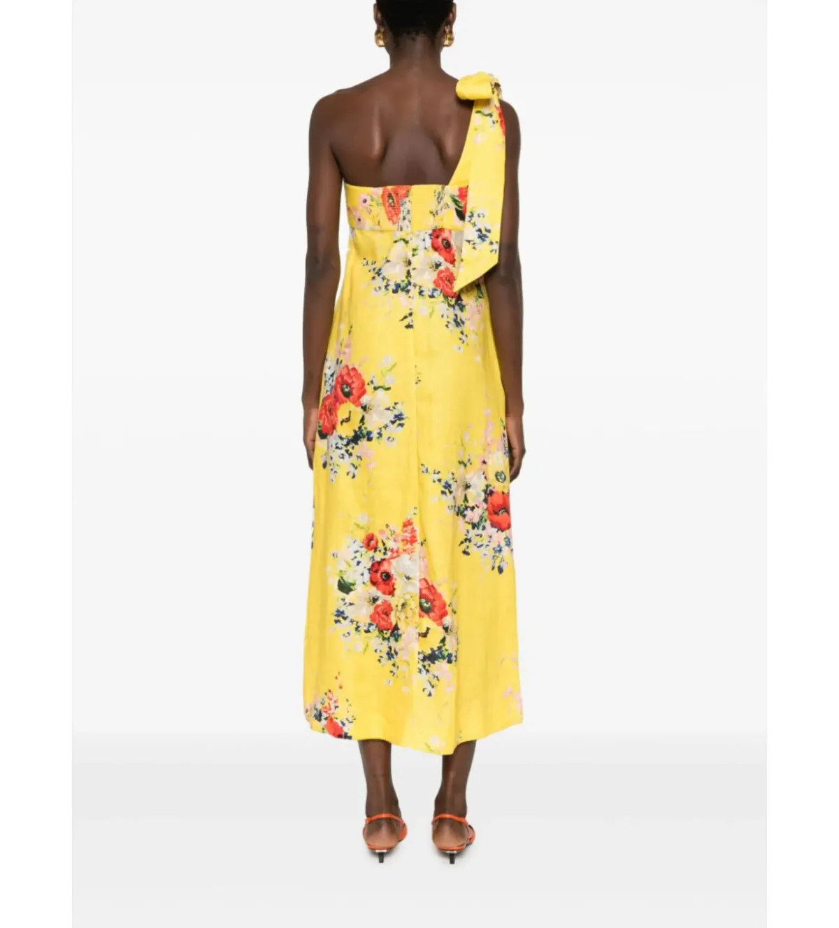 Zimmermann Alight Asymmetric Midi Dress in Yellow Floral Size 1 / AU 10 - Image 3