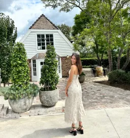 Kookai Palm Tallulah Vee Midi Dress Beige Size 6 for rent on The Volte - image 5