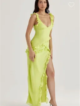 House Of CB Pixie Dress Lime Green Ruffle Front Size 10 for rent on The Volte - image 1