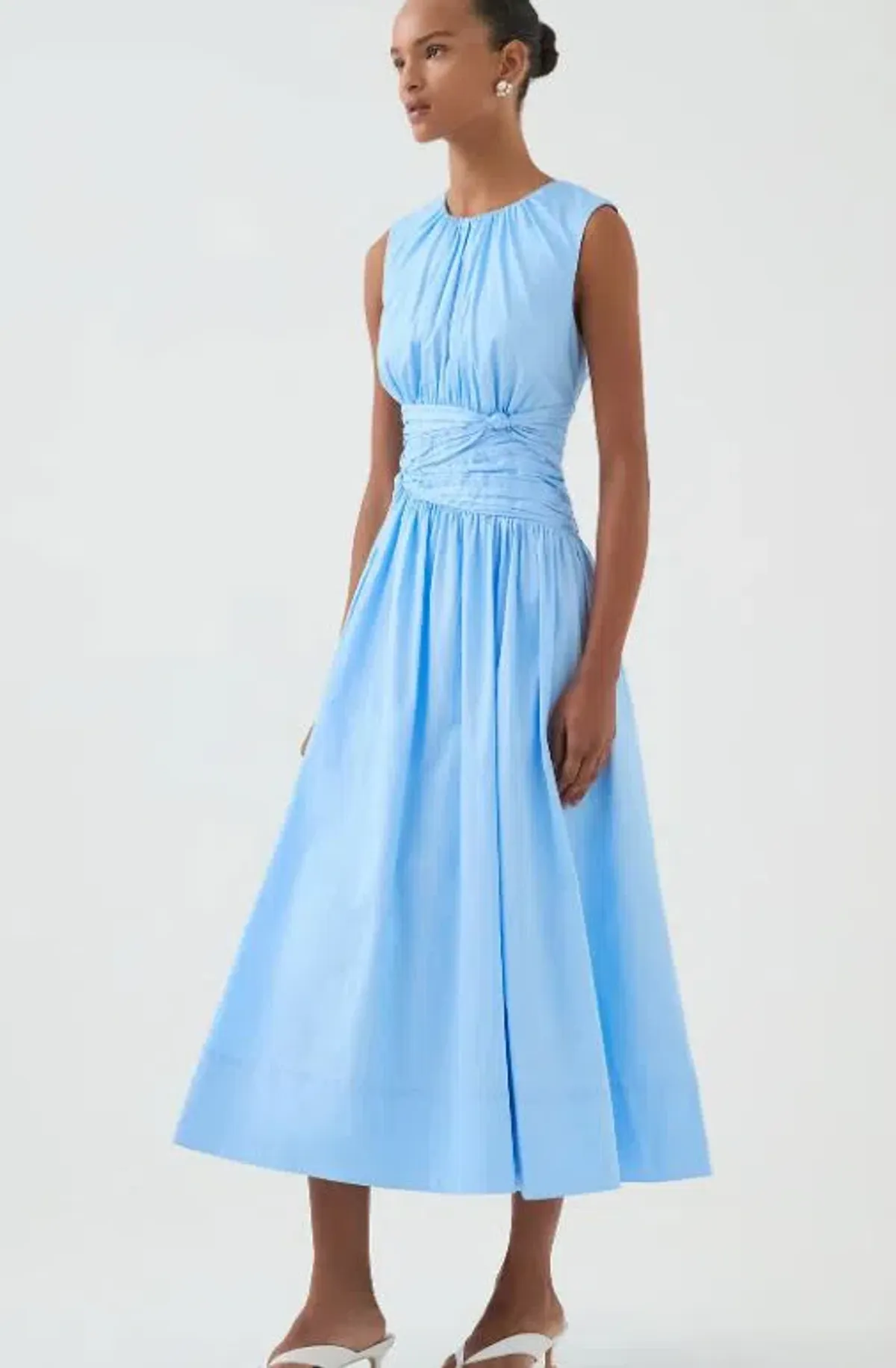 Aje Agatha Knot Midi Dress Powder Blue Size AU 10 - Image 2