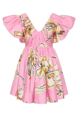 Aje Gretta Bow Back Mini Pink Hibiscus Size AU 8 for rent on The Volte - image 3