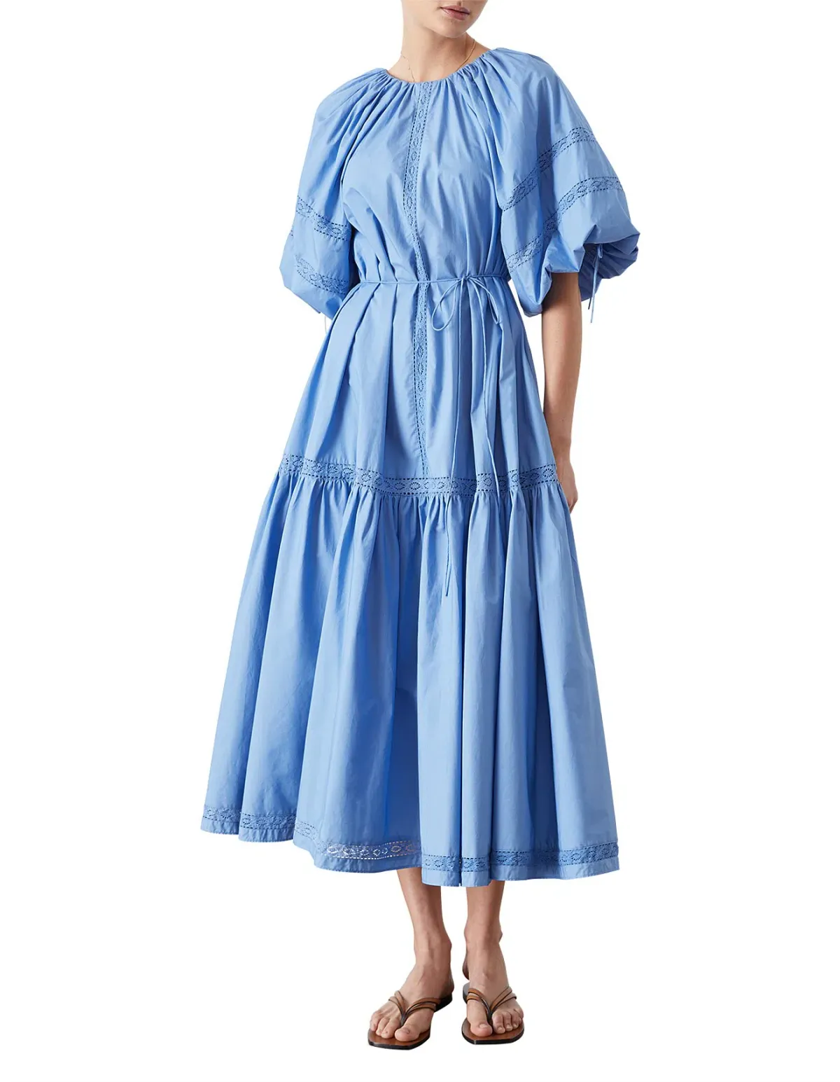 Joslin Vivienne Organic Cotton Smock Midi Dress Blue Size 8 - Image 1