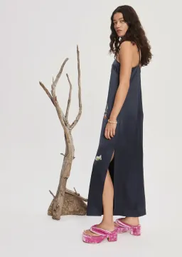 Alemais Fontaine Slip Midi Dress Navy Size AU 8 for rent on The Volte - image 2