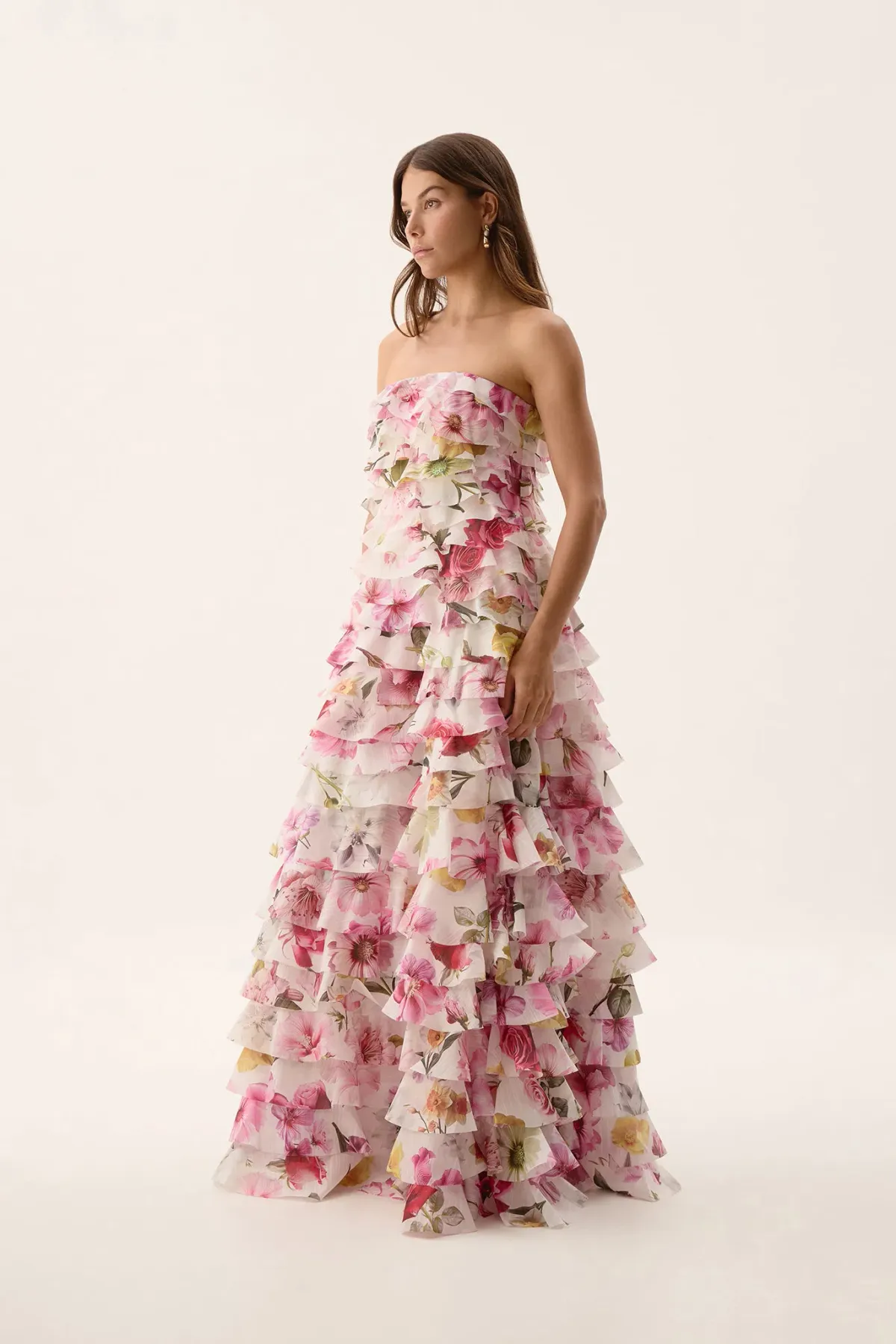 Aje Fleur Pleated Gown Dress Collage Floral Size 10  - Image 2