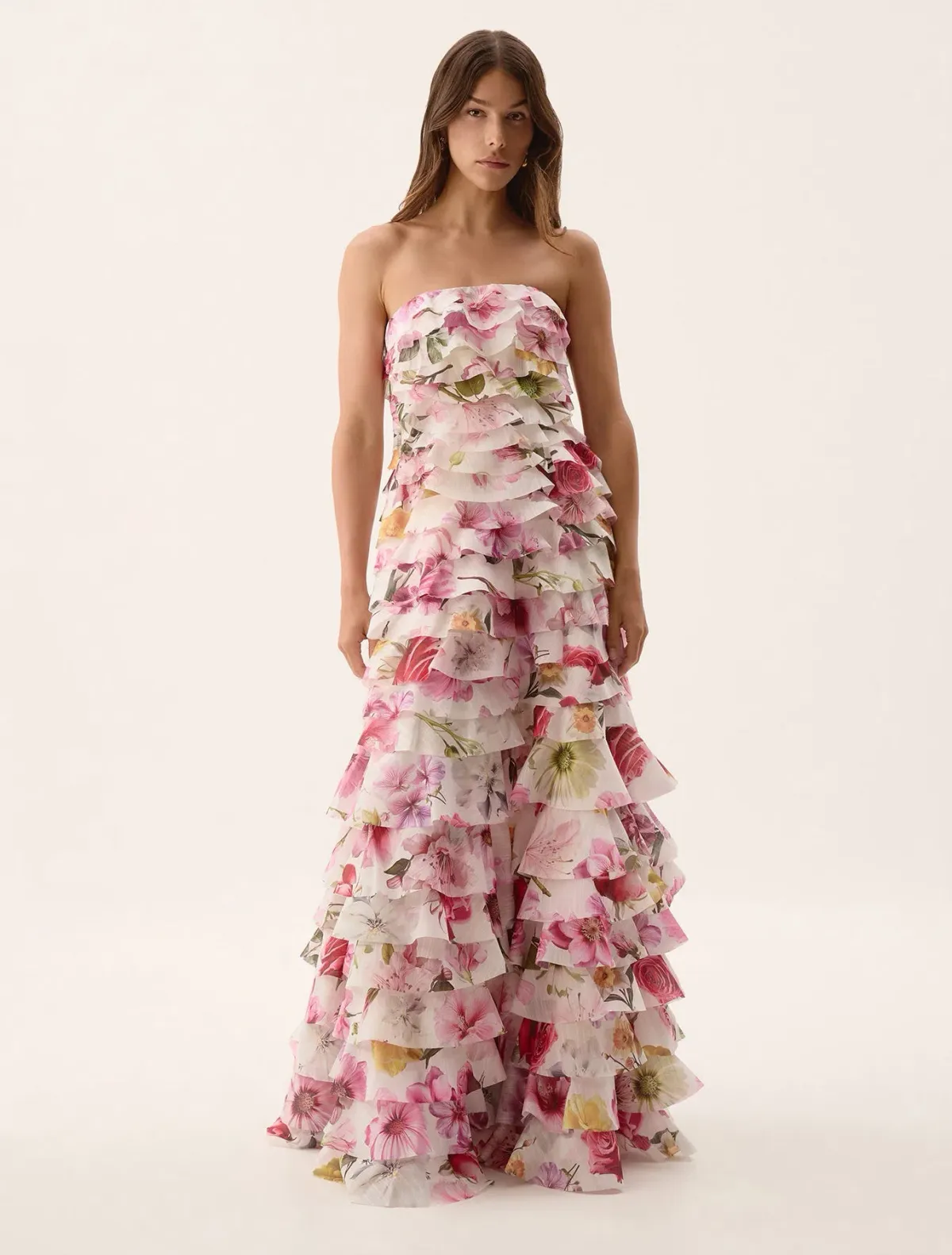 Aje Fleur Pleated Gown Dress Collage Floral Size 10  - Image 1