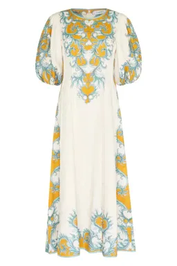 Antipodean Paloma Pin Tuck Dress in Dandelion and Steel Size 10 for rent on The Volte - image 5