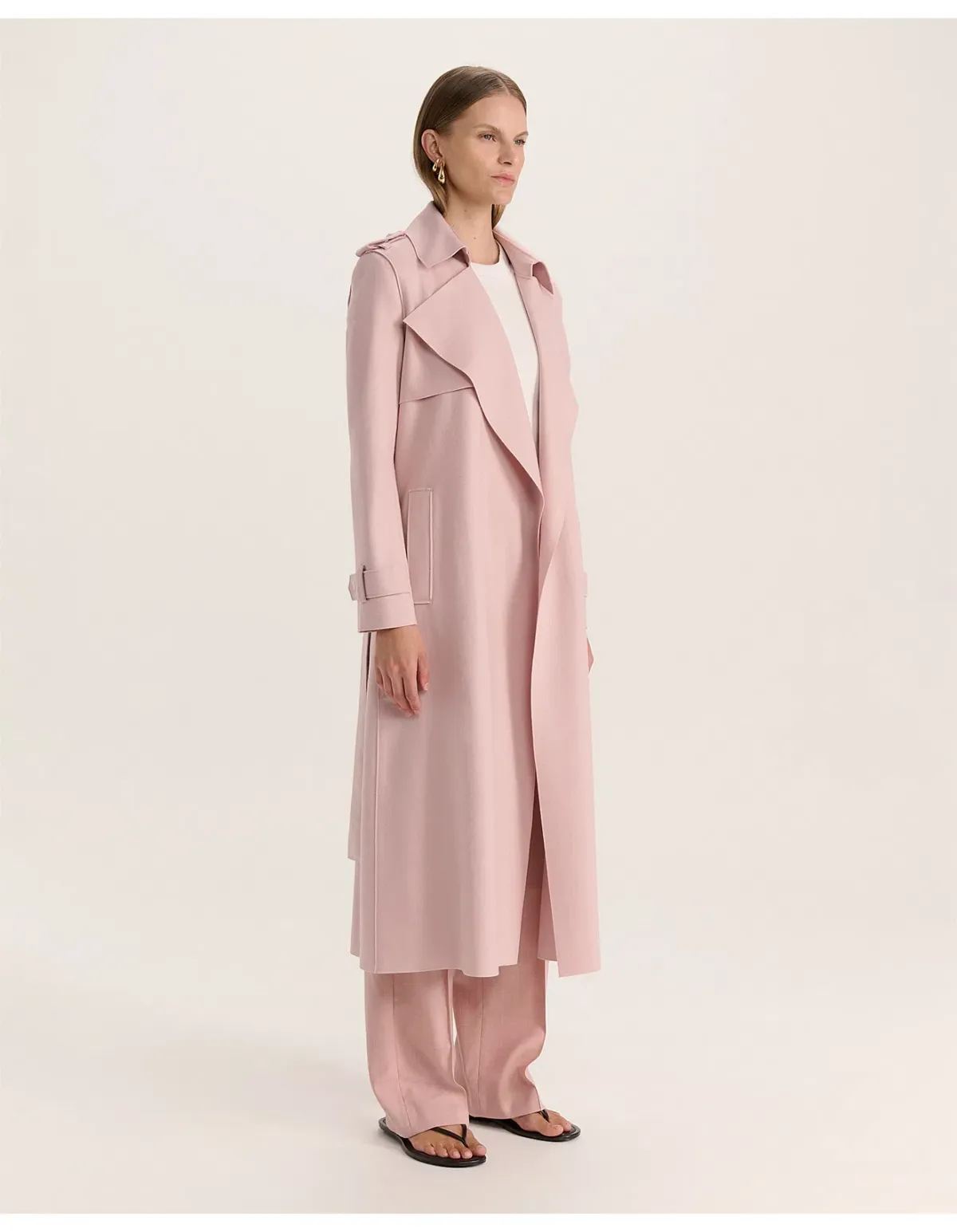 Saba Karla Longline Trench Coat Pink Salt Size AU 6 - Image 5