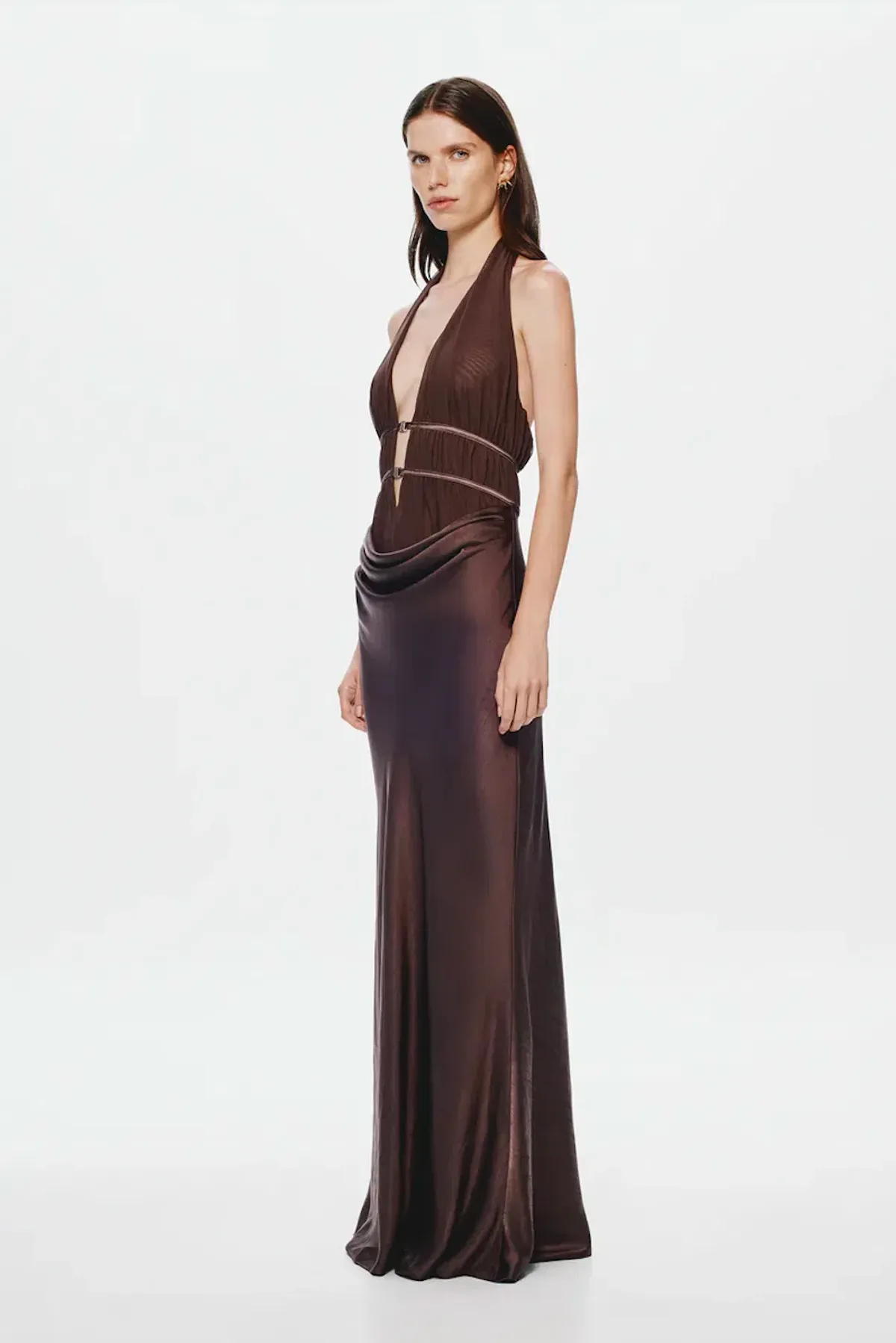 Misha The Celine Satin Dress Umber Brown Size S / AU 8 - Image 3