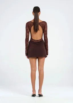 BENNI Oskar Mini Dress Brown Size 8 / AU 8 for rent on The Volte - image 3